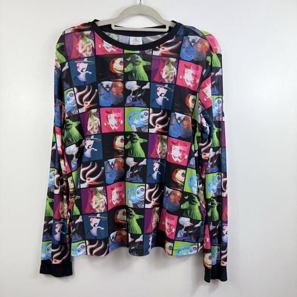 DISNEY Nightmare Before Christmas Long Sleeve Mesh Stretch Top Med Tank Liner - Picture 1 of 14